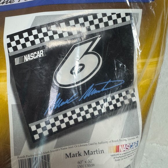 Vintage Biederlack Wheels Mark Martin Nascar Blanket Throw Acrylic/Polyester New - Picture 2 of 7